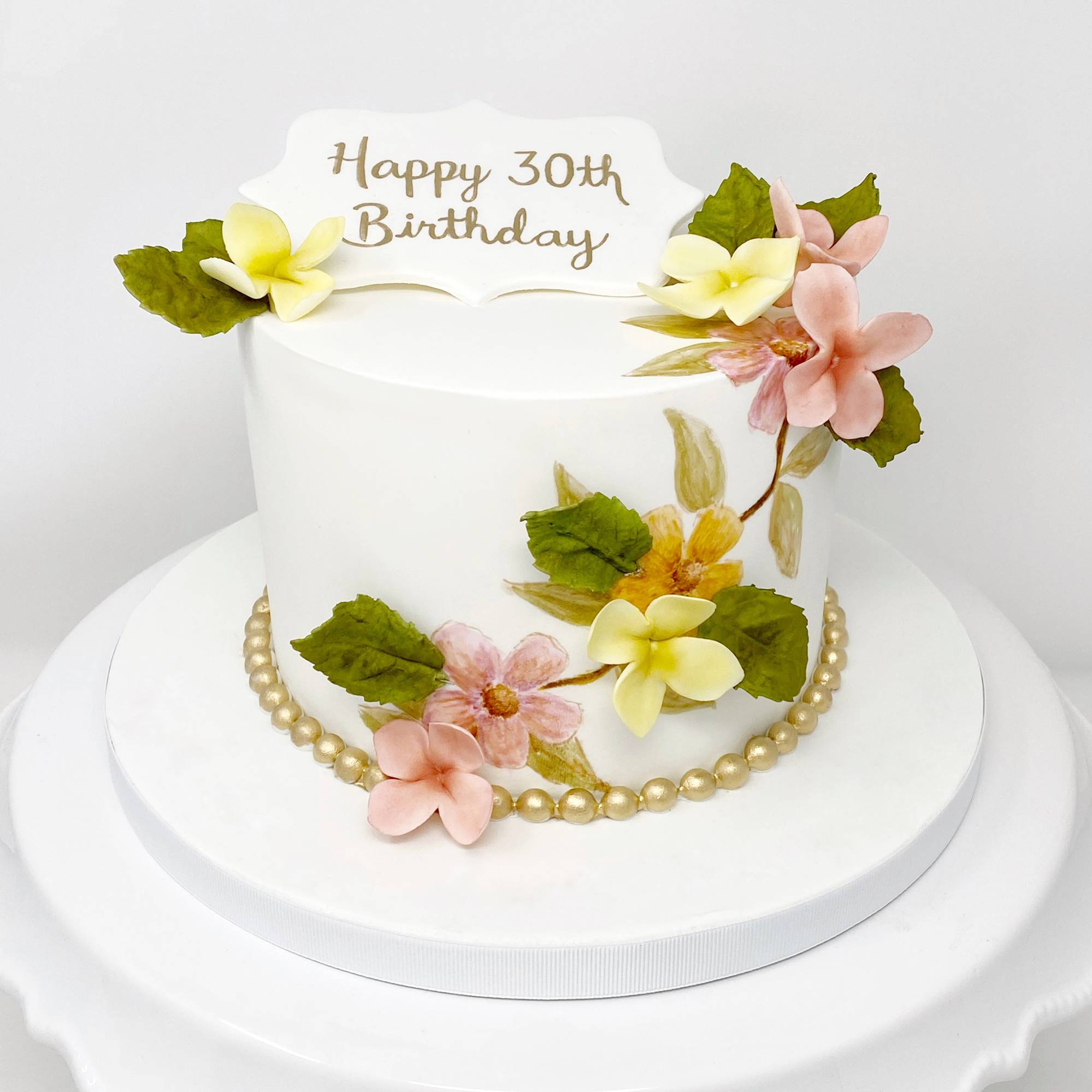 Black line Pastel Floral Happy Birthday Cake Topper – Party Your World