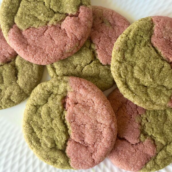 Vegan Strawberry Matcha Cookies